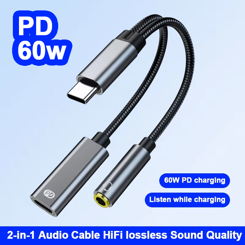 Audio And Music Splitter - Kabel Audio Jack 3.5MM Tipe C