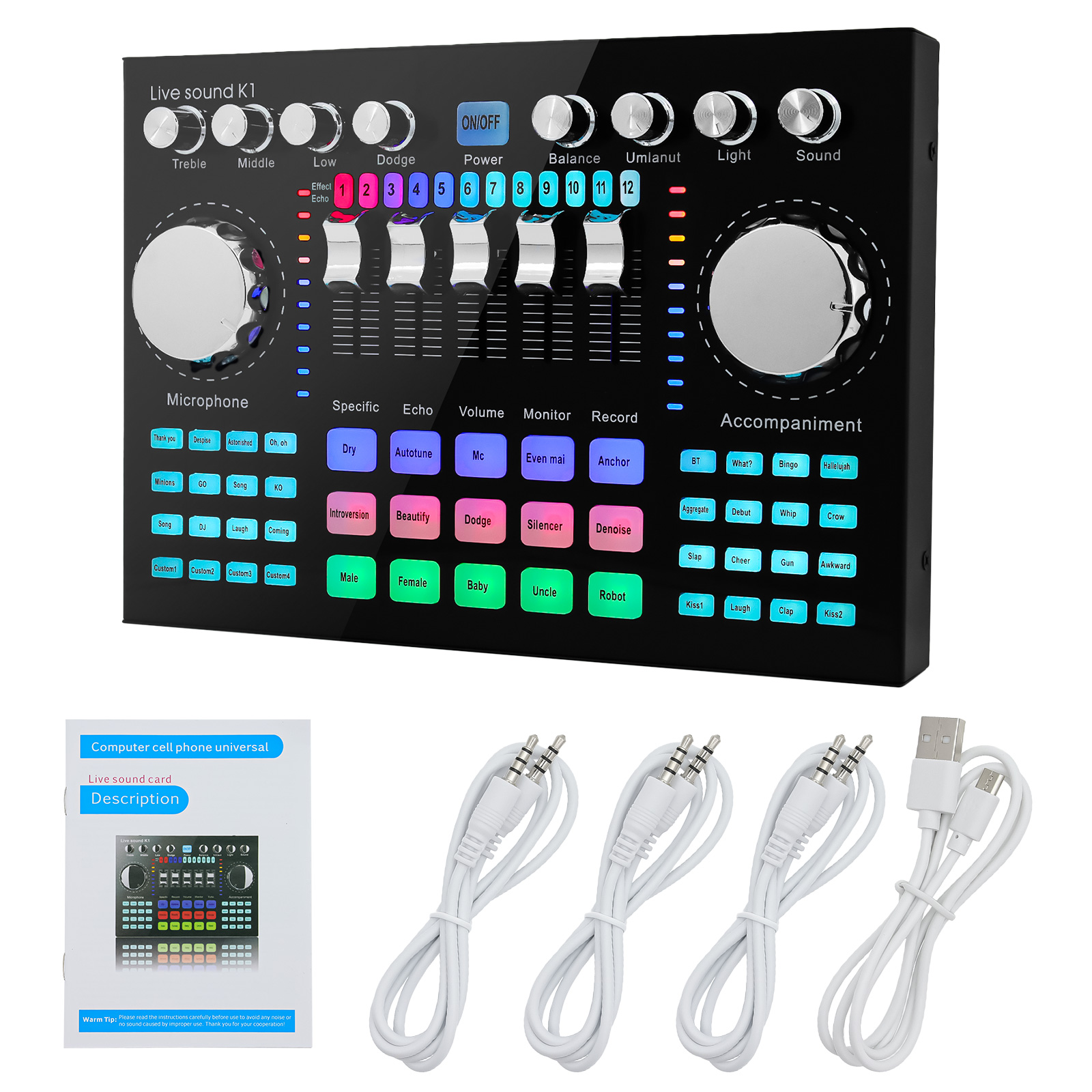 K1 Audio Mixer Live Sound Card - Audio Music Voice Changer ulasan dan harga