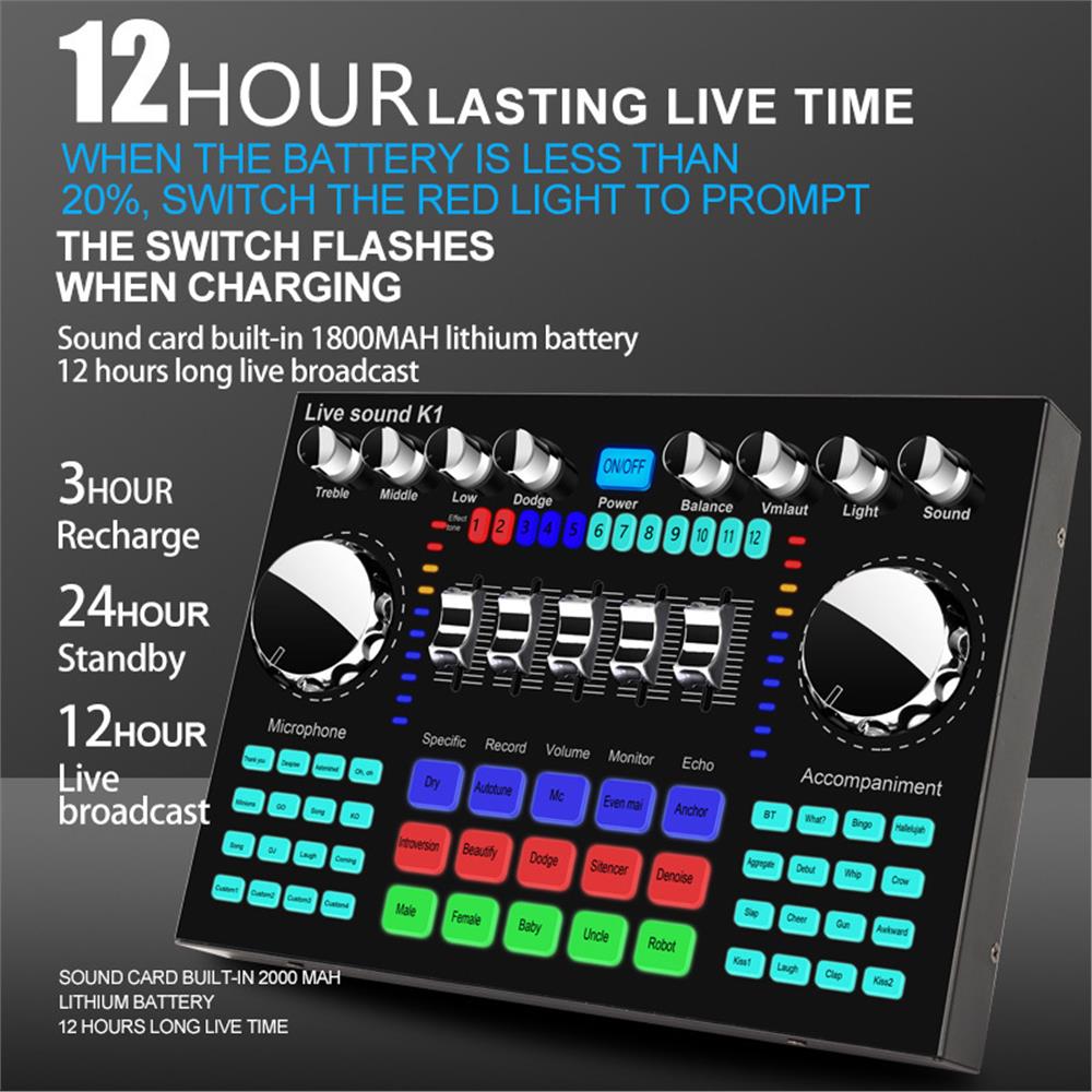 K1 Audio Mixer Live Sound Card - Audio Music Voice Changer ulasan dan harga