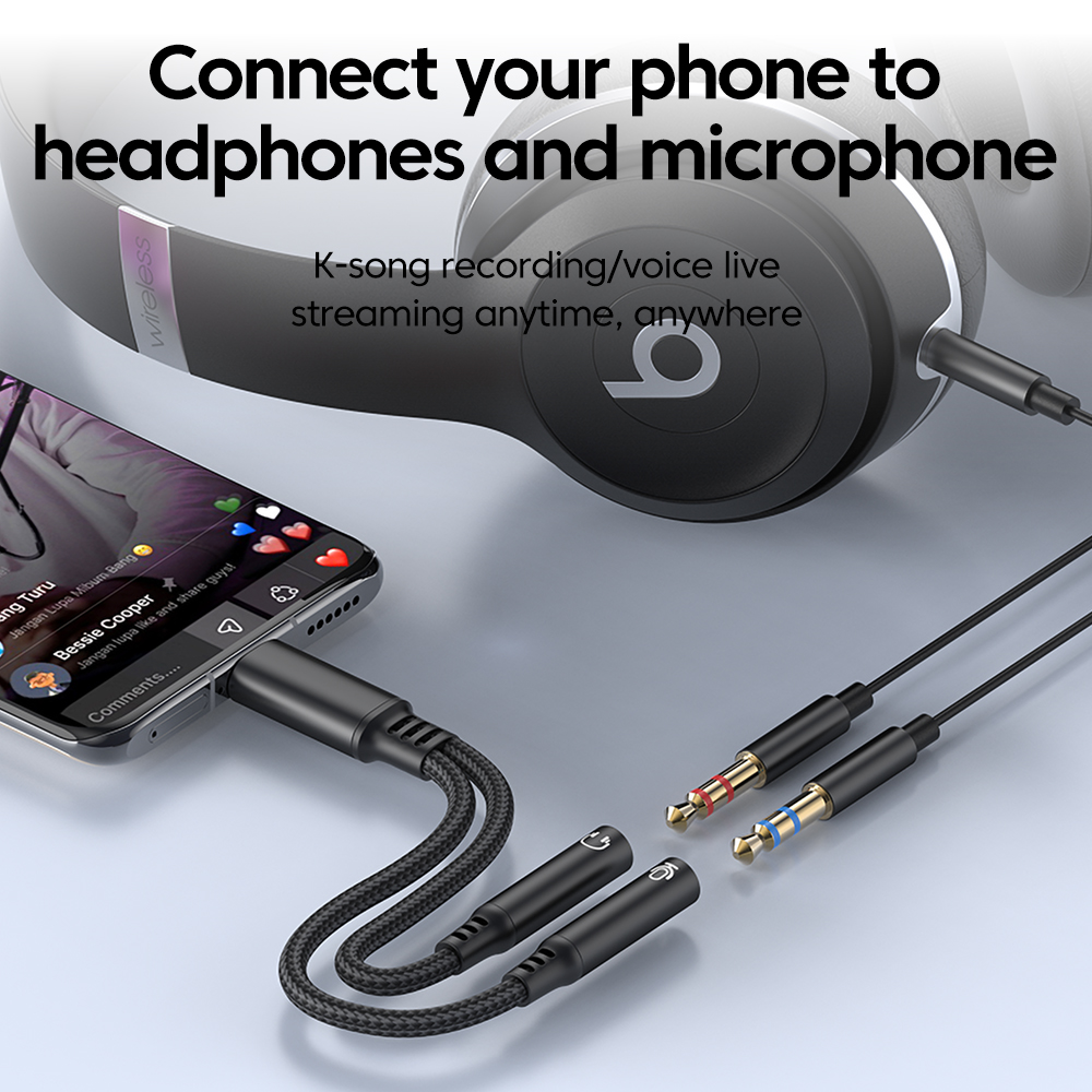 USB/Tipe C Ke Adaptor Jack Gan - Audio And Music Splitter ulasan dan harga